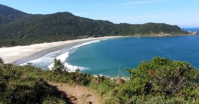 A praia dos Naufragados no sul da ilha de Florianópolis.