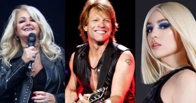 As canções de Bonnie Tyler, Bon Jovi e Ava Max que são muito parecidas.