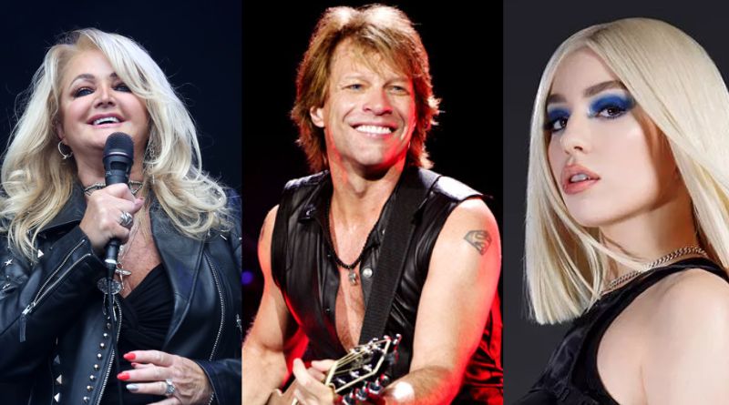 As canções de Bonnie Tyler, Bon Jovi e Ava Max que são muito parecidas.