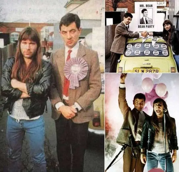 Em 1990, Bruce Dickinson e Mr. Bean se uniram no videoclipe de '(I Wanna Be) Elected'