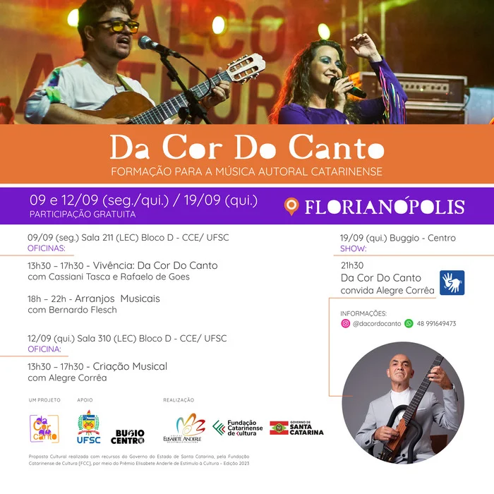 Projeto "Da Cor do Canto" encerra sua circulação em Florianópolis com oficinas e show especial