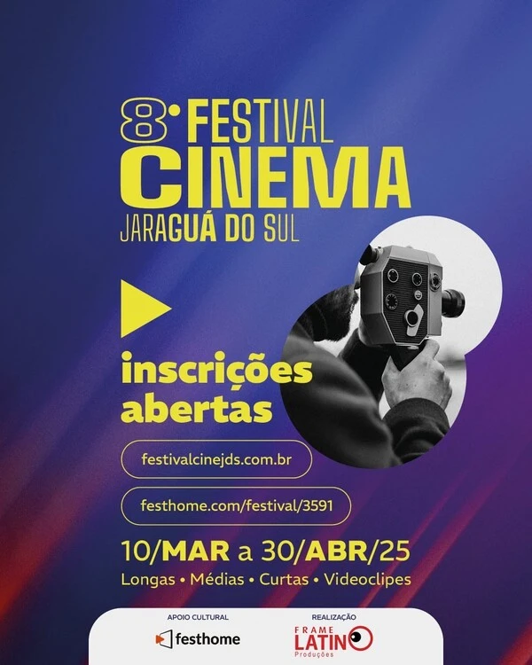 Últimos dias para se inscrever no 8º Festival de Cinema de Jaraguá do Sul