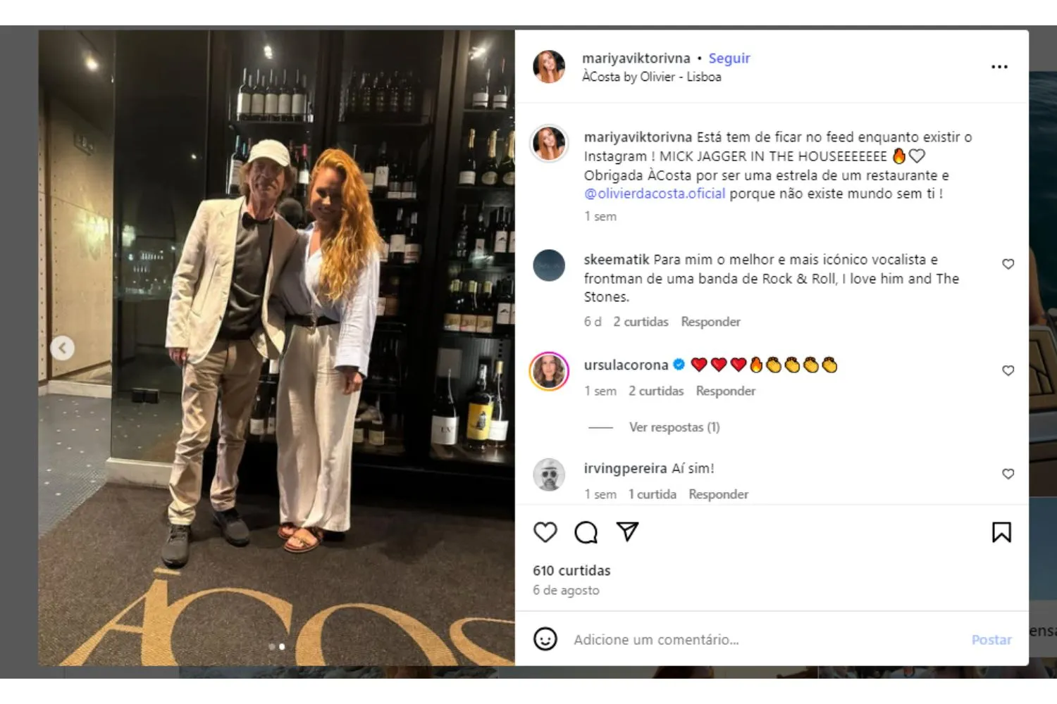 Mick Jagger aproveita férias em Lisboa e janta no restaurante ÀCosta