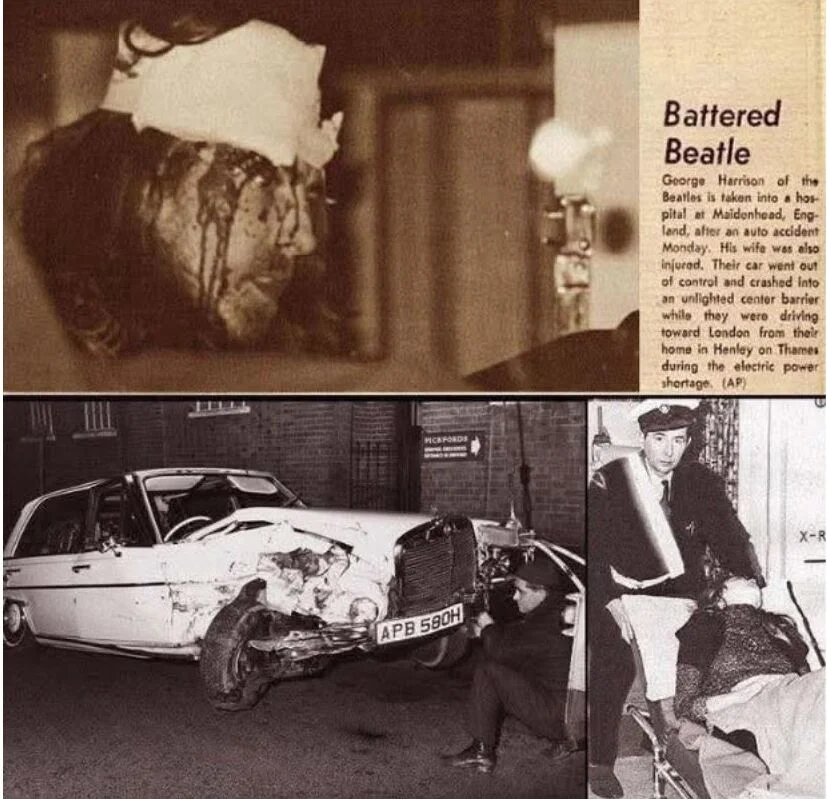 George Harrison quase morreu em grave acidente de carro em 1972