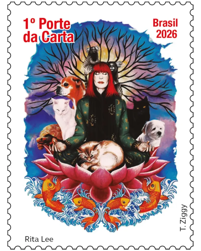 Rita Lee ganha selo dos Correios inspirado na proteção aos animais.